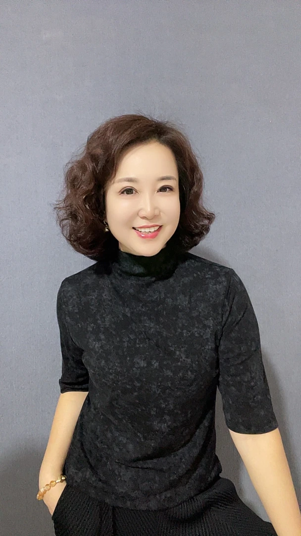 五分袖中高领晕染弹力衫