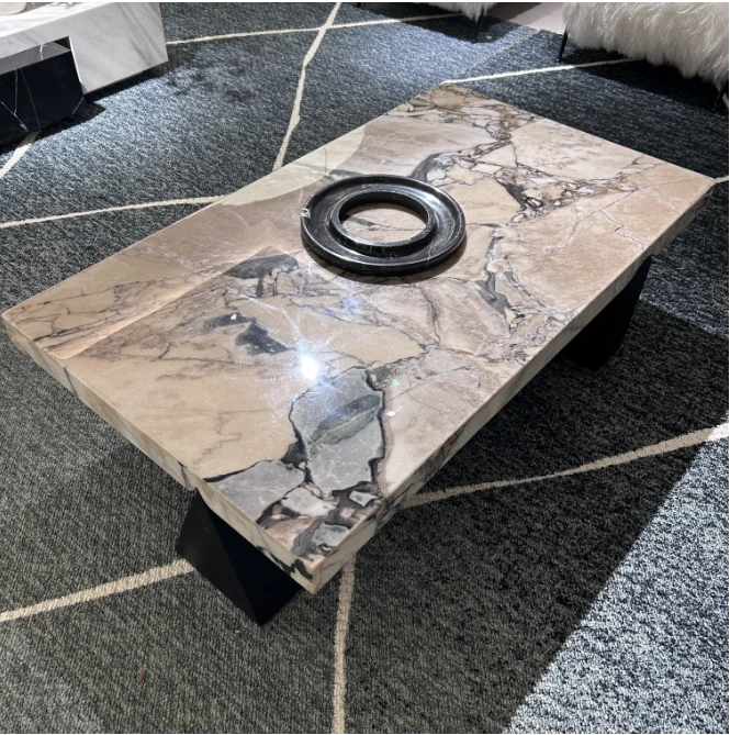 《大象白方形茶几》意式极简大理石客厅家用大小户型进口天然石茶几