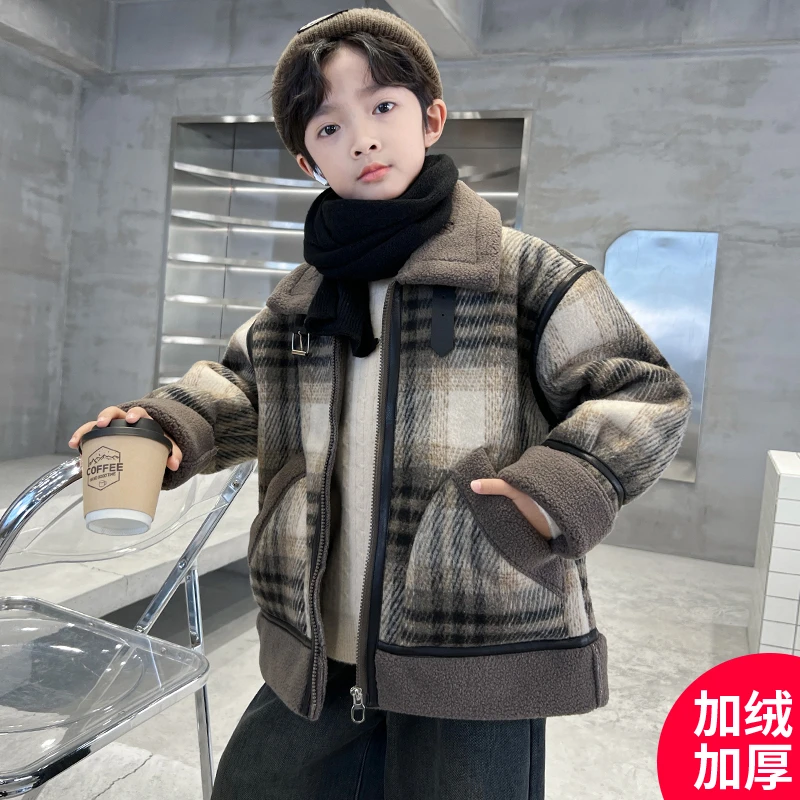 男童秋冬季外套2024新款加绒加厚中大童酷帅时髦潮【bst】CF128