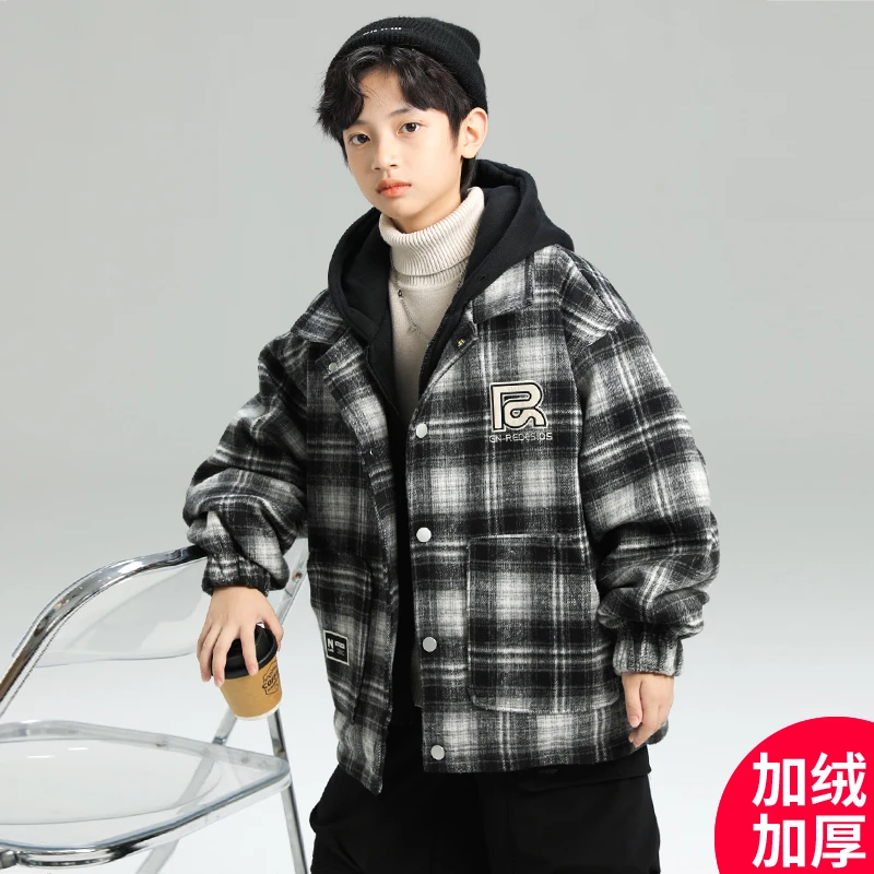 男童冬装外套2024新款加绒加厚呢子大衣中大童潮【宝泰】CF194