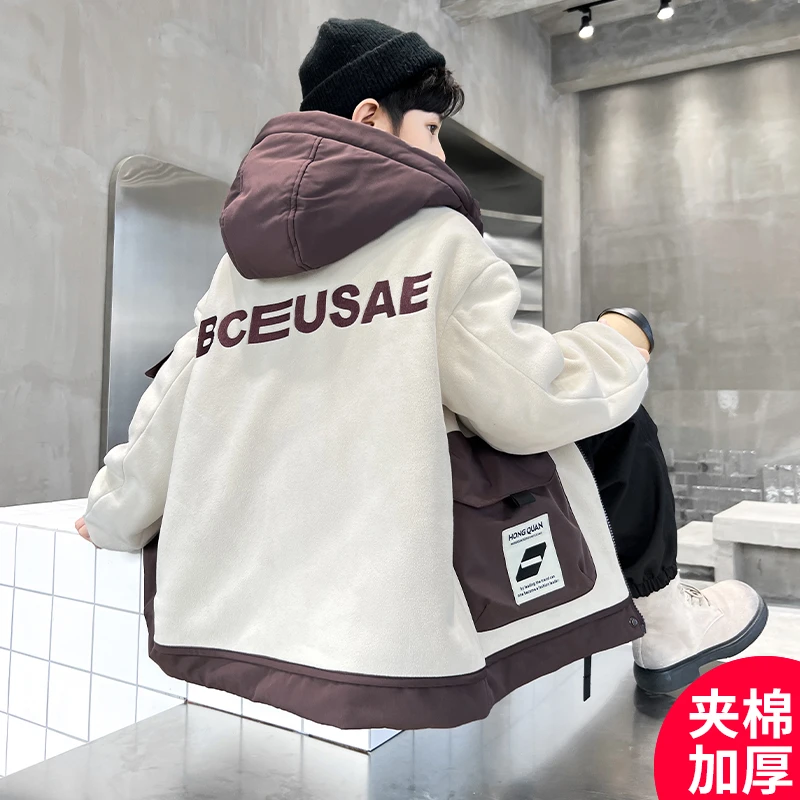 男童冬季外套新款夹棉加厚中大童秋冬款派克服潮【宝泰】CF156