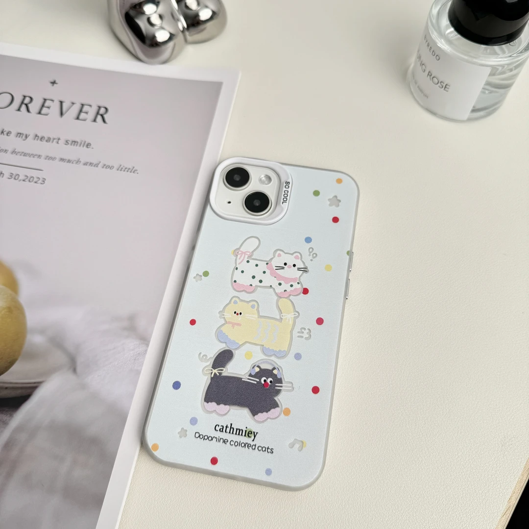 三只小猫手机壳iPhone15苹果14小米vivo华为oppo简约个性创意防摔