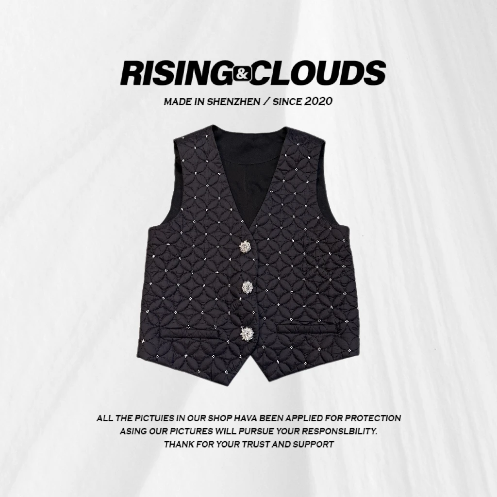 RISING&CLOUDS莎莎【落英】保暖钉珠舒适2024冬季无袖马甲120163