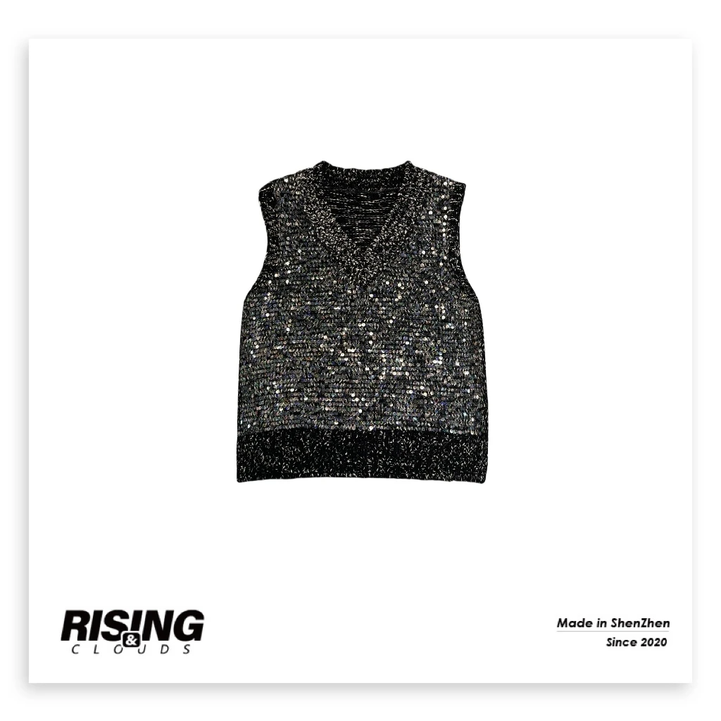RISING&CLOUDS【莎莎】深圳南油秋冬”显瘦亮片背心马甲”100403