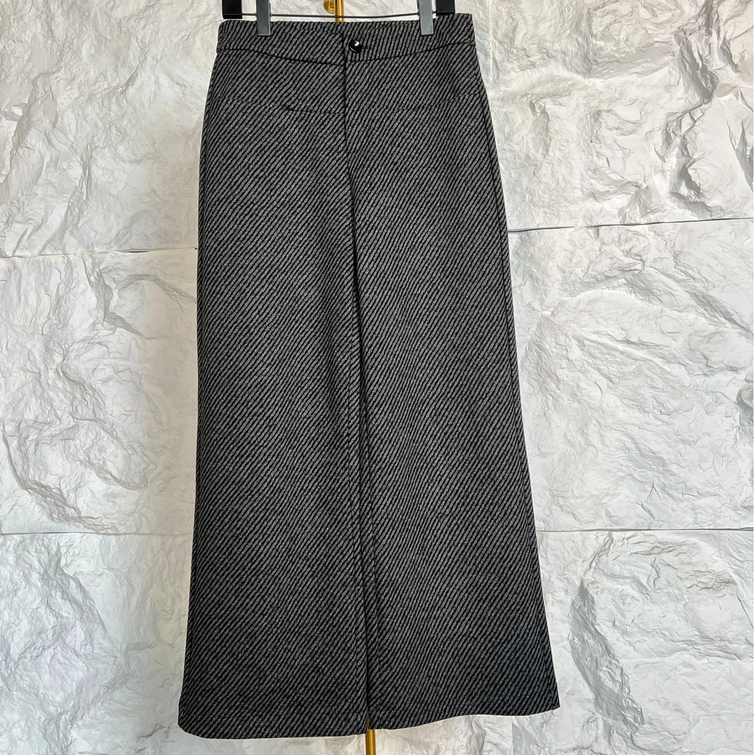 【包邮】新款时尚裤子高腰直筒休闲百搭开叉条纹格子格纹#859#