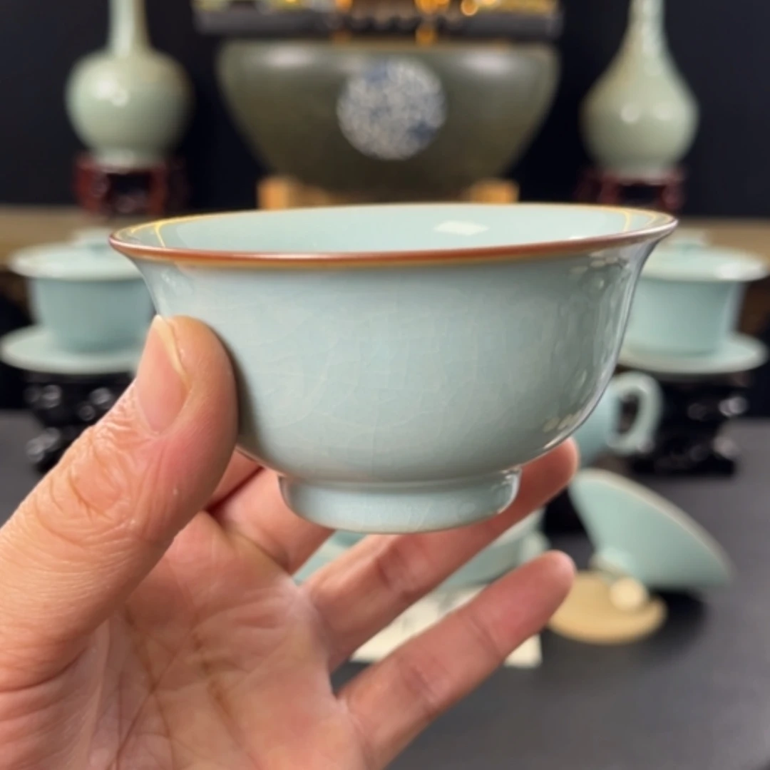 【闪购商品】瓷杯天青永乐压手杯