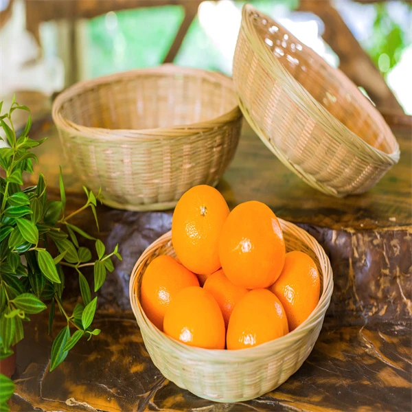 竹编青丝圆形家馒头馍筐果篮盛蔬菜鸡蛋放杂物简约环保收纳天然篮