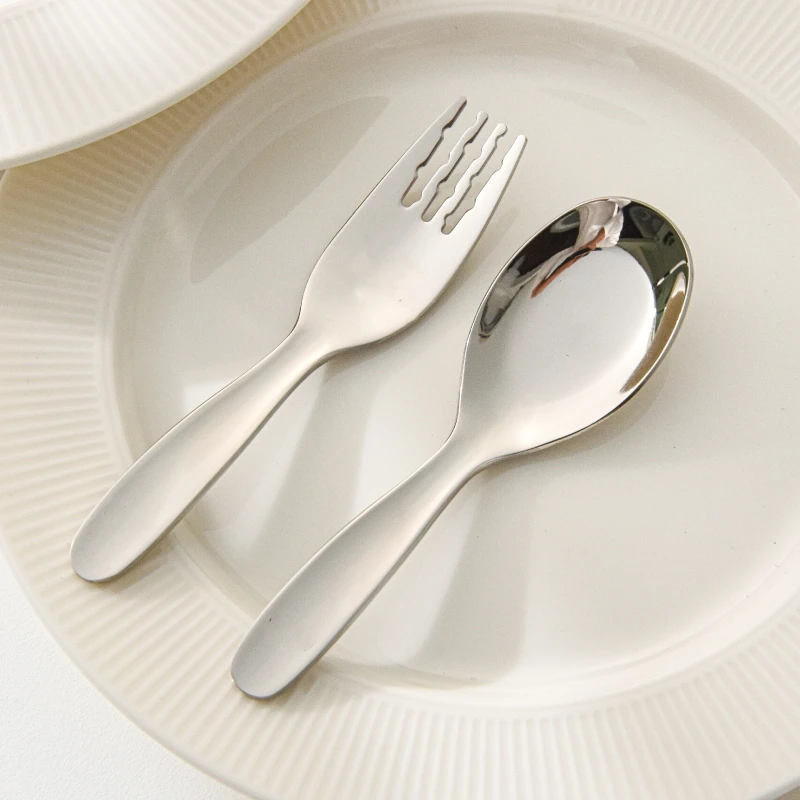 316L不锈钢勺子小孩吃饭宝宝调羹叉子汤勺小饭勺便携小勺汤匙勺叉