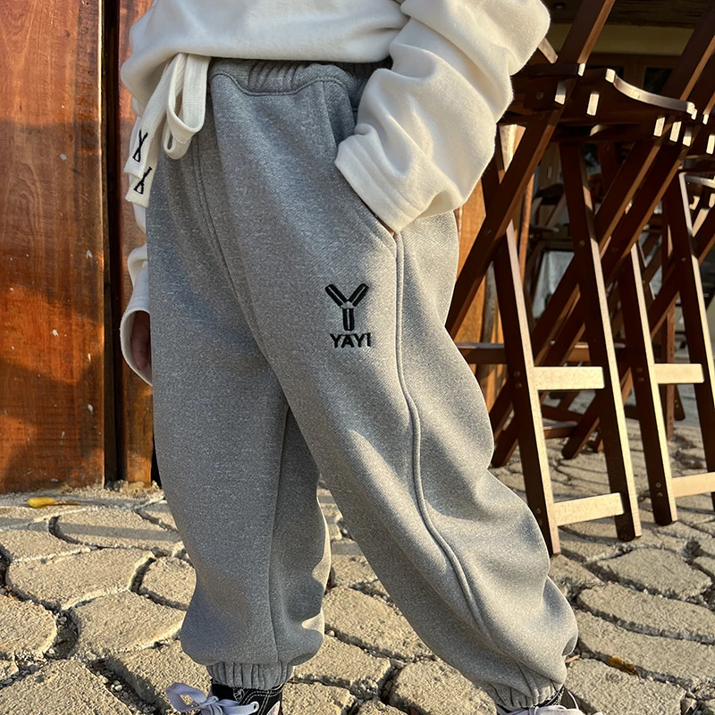 儿童卫裤子春秋款加绒裤子外穿中小童男童中大童秋冬季男孩休闲裤