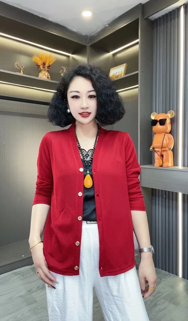 新款针织开衫外套长袖针织衫纯色气质百搭时尚休闲