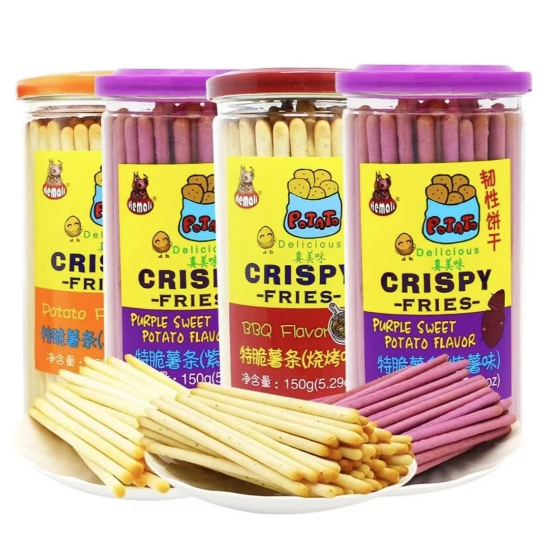 河马莉马铃薯薯条组合装土豆棒手指饼干多口味味网红小吃150g*3罐
