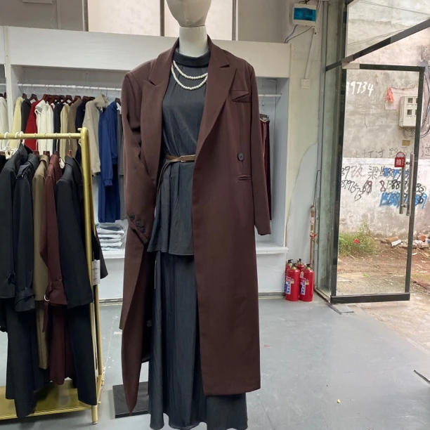 气质西装领长风衣简约大气风衣外套女秋季新款