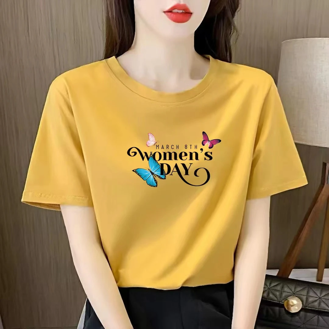 纯棉短袖t恤女夏白色2023年新款宽松潮字母半袖打底内搭正肩上衣