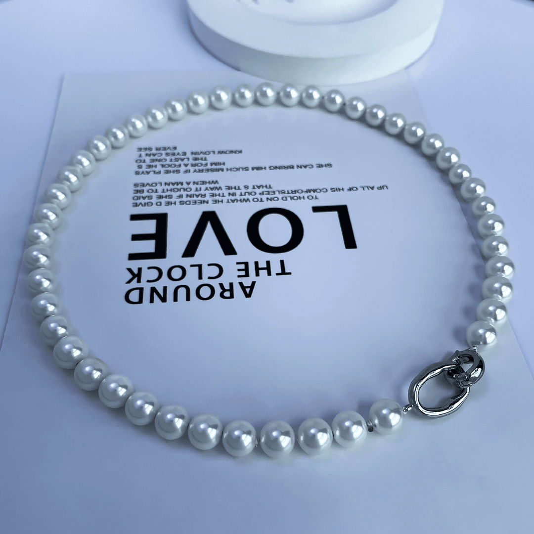 非金属仿珍珠项链 【月光白系列】8mm冷光白色时尚百搭气质项链A010