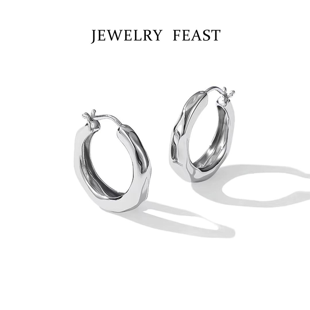 合金耳饰 【潺流】韩国东大门时尚气质款亮面耳环金色、白色C1345