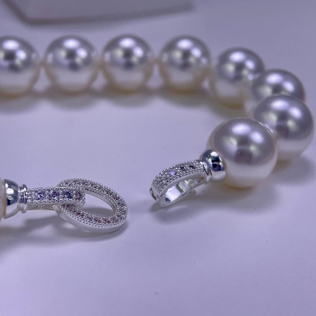 合金仿珍珠手链 【月光白系列】12mm冷光白强光时尚百搭款手链E002