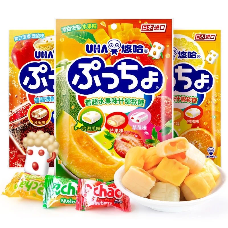 uha悠哈日本进口味觉夹心水果软糖普超夹心qq软糖硬糖喜糖90g*1袋