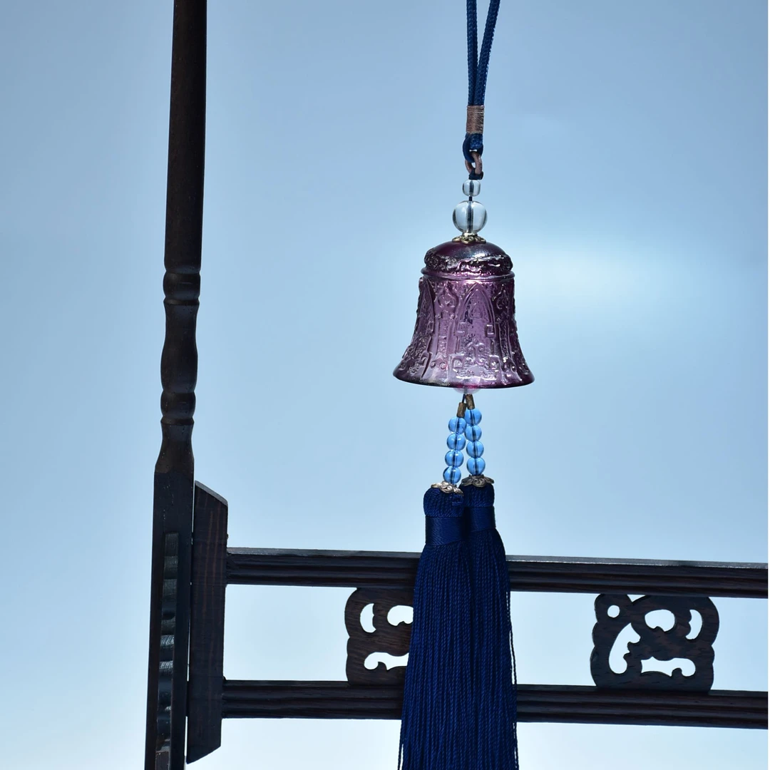 【奇居家饰】中式琉璃车载挂架装饰摆件幸福相伴挂件蓝紫色