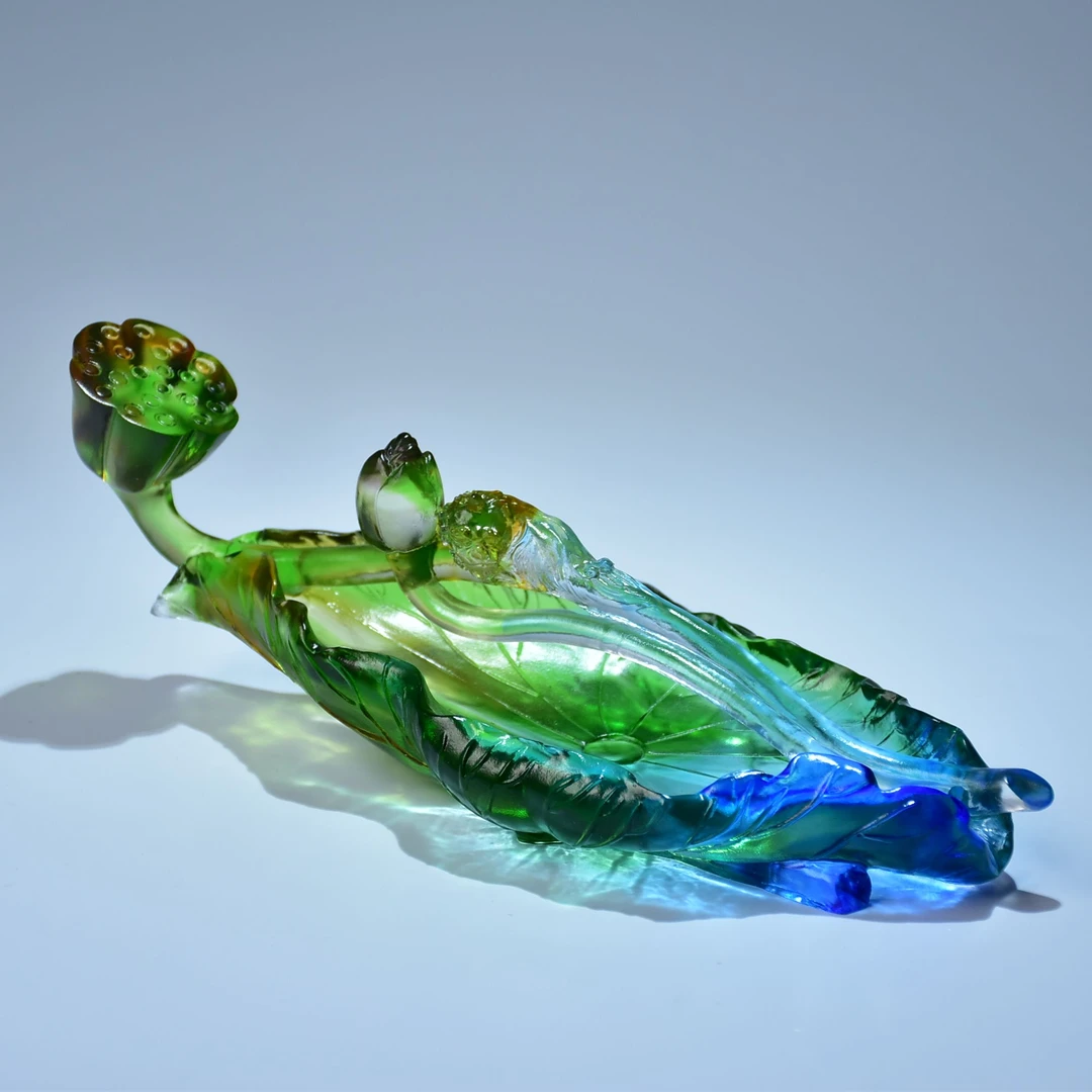 【奇居家饰】中式琉璃客厅书房办公室摆件可做香插宝莲如意彩色