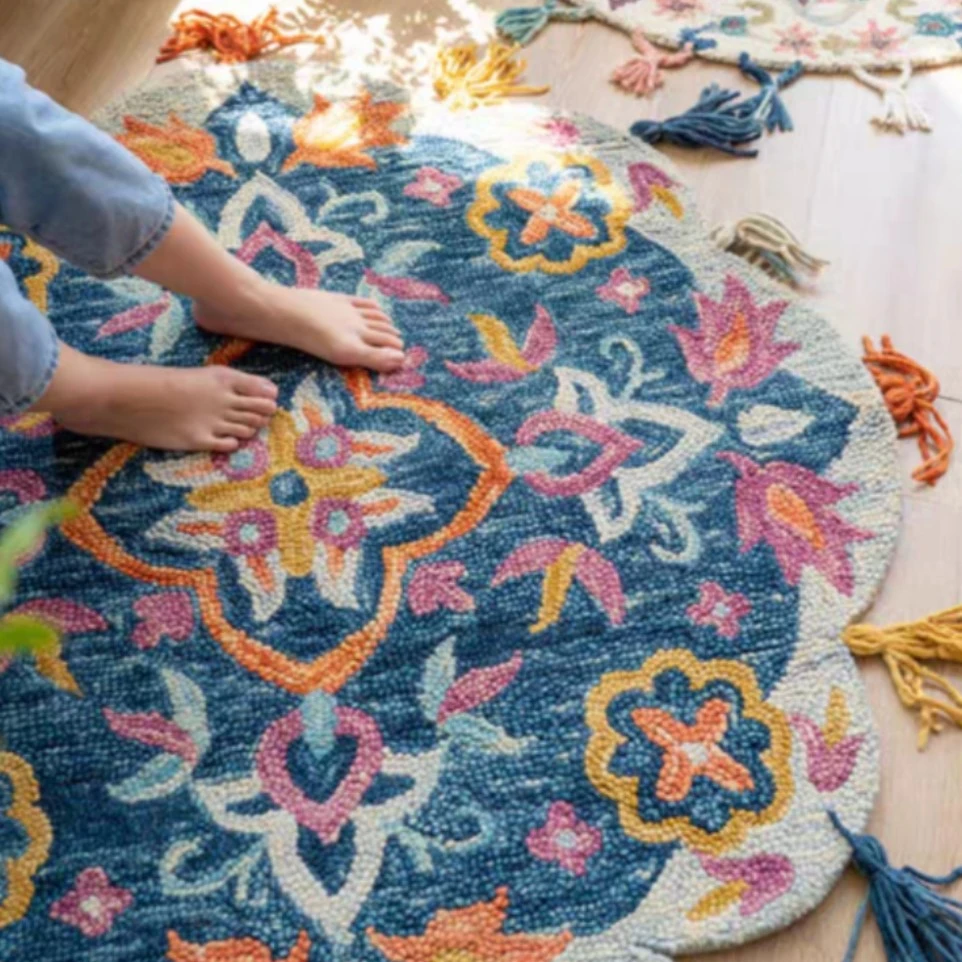 【奇居家饰】印度纯羊毛圆形地毯地垫家用卧室#WIM03