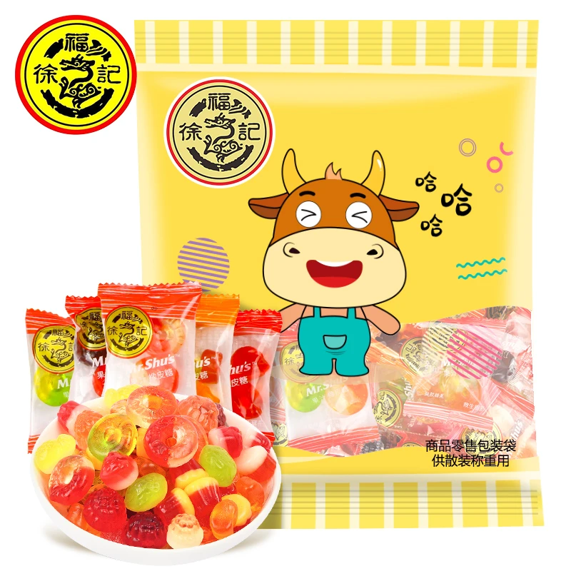 【小时候怀旧零食】徐福记果汁橡皮糖混合500g×2袋儿童QQ糖好吃零食