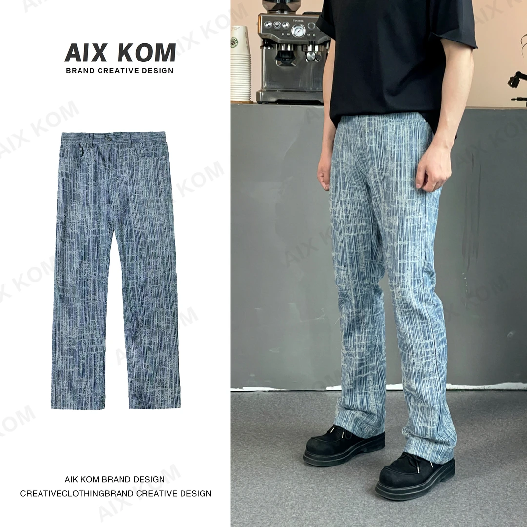 AIXKOM｜｜2025新款扎染美式牛仔裤小众高腰休闲百搭复古高街