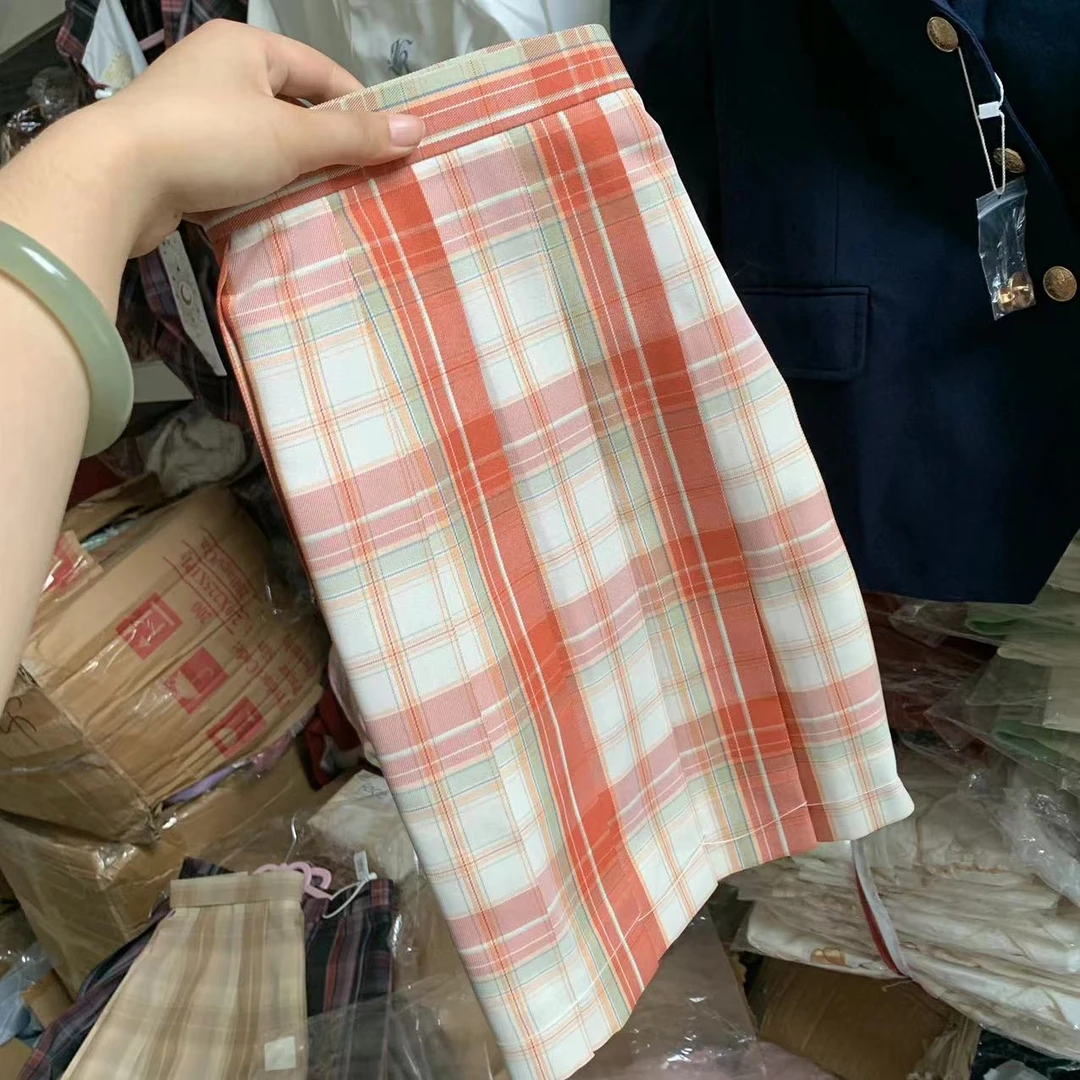 JK【果粒橙】正品 半身裙夏季女士格纹格子学生格裙学院风