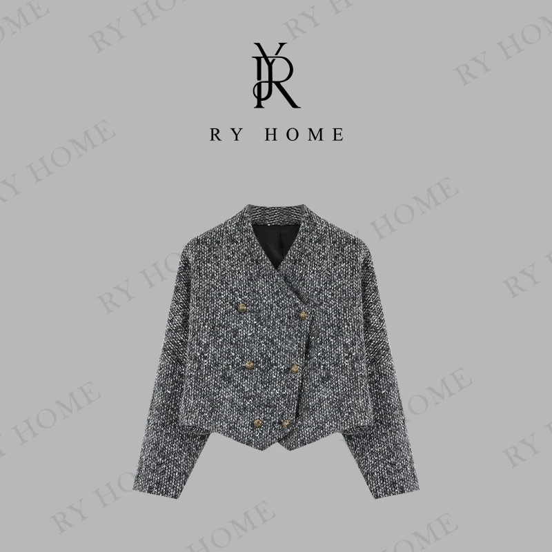 【老贾私服】万能小香风极简风蝙蝠袖fashionV领外套243W1932