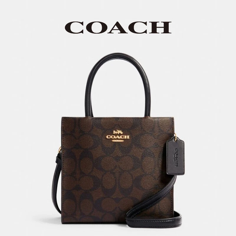 未使用 COACH/蔻驰 Cally经典老花手提单肩包琴谱包黑色棕色