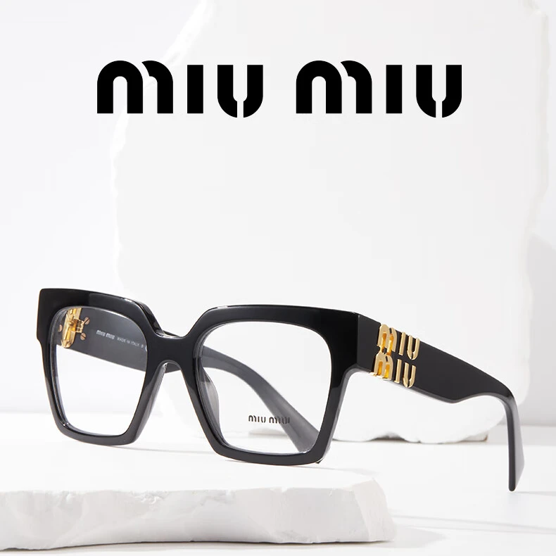 全新未使用 MIU MIU/缪缪 镂空Logo字母标识平光镜方形眼镜时尚款