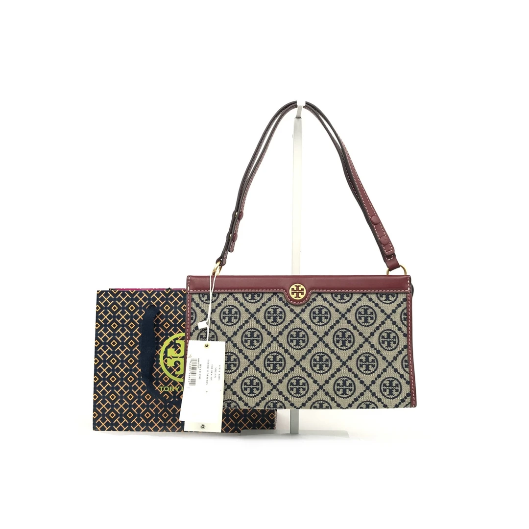 全新未使用 Tory Burch/汤丽柏琦 T MONOGRAM老花皮革手提腋下包