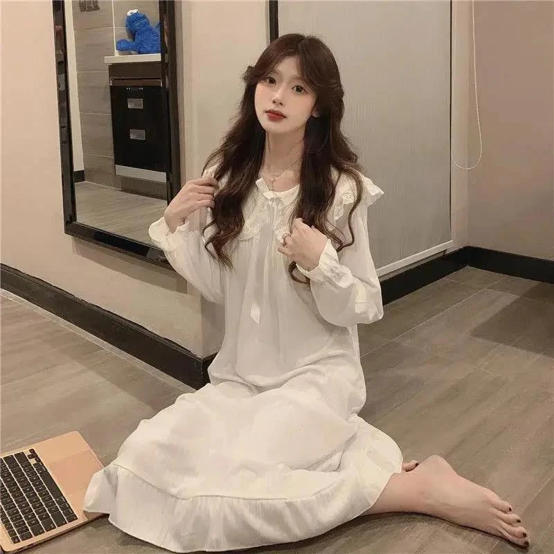 新款ins风夏季睡裙女短袖韩纯色甜美简约高级感可外穿套装家居服