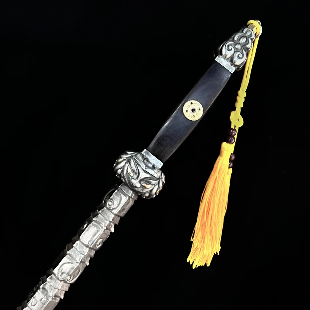 【降妖锏】黑檀木实心不锈钢 摆件收藏 冷兵器 未开刃