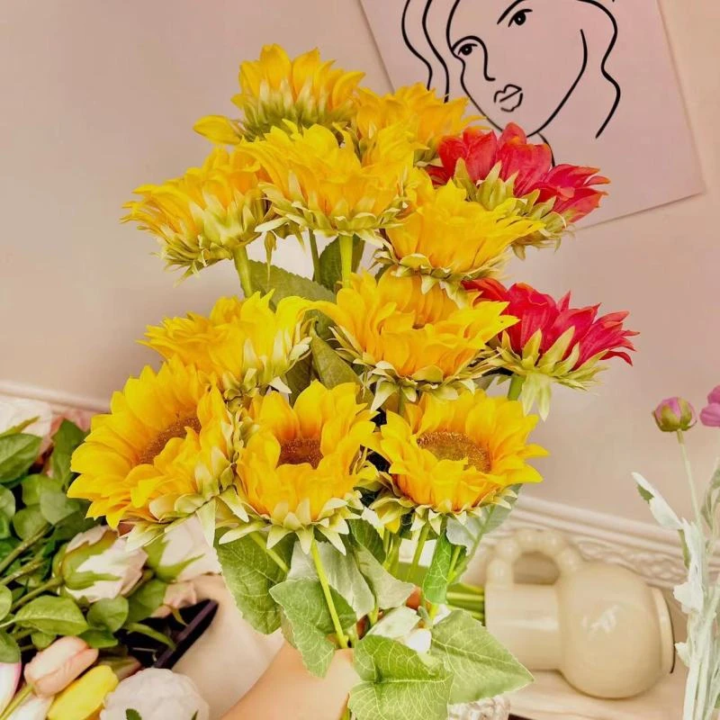 ins风向日葵仿真花太阳花摆件干花假花客厅餐桌装饰花软装饰品