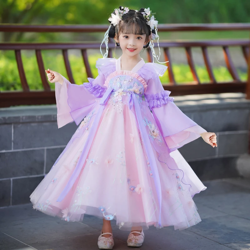 99228汉服女童小女孩中国风夏款儿童装古风唐装连衣裙春秋款子