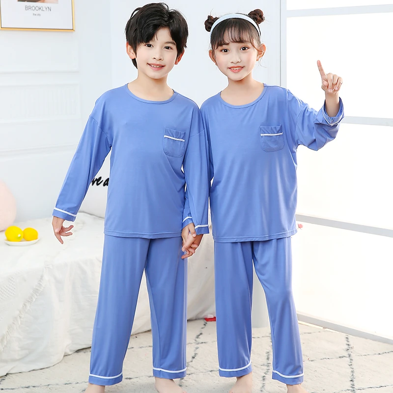 儿童睡衣春夏季薄款莫代尔男女童家居服套装小孩宝宝中大童空调服