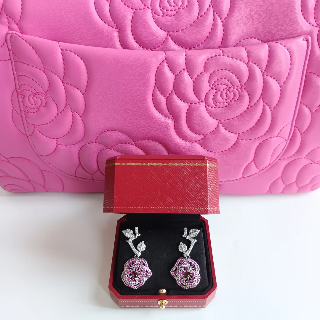 3164耳钉-红时尚优雅设计红首饰送礼盒