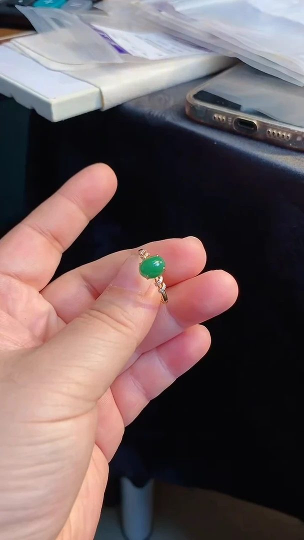 【闪购商品】翡翠戒指18K金镶嵌戒指
