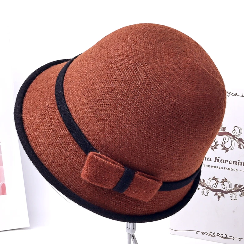 女士秋季盆帽羊毛呢帽百搭潮流保暖韩系冬天礼帽中老年保暖羊毛帽