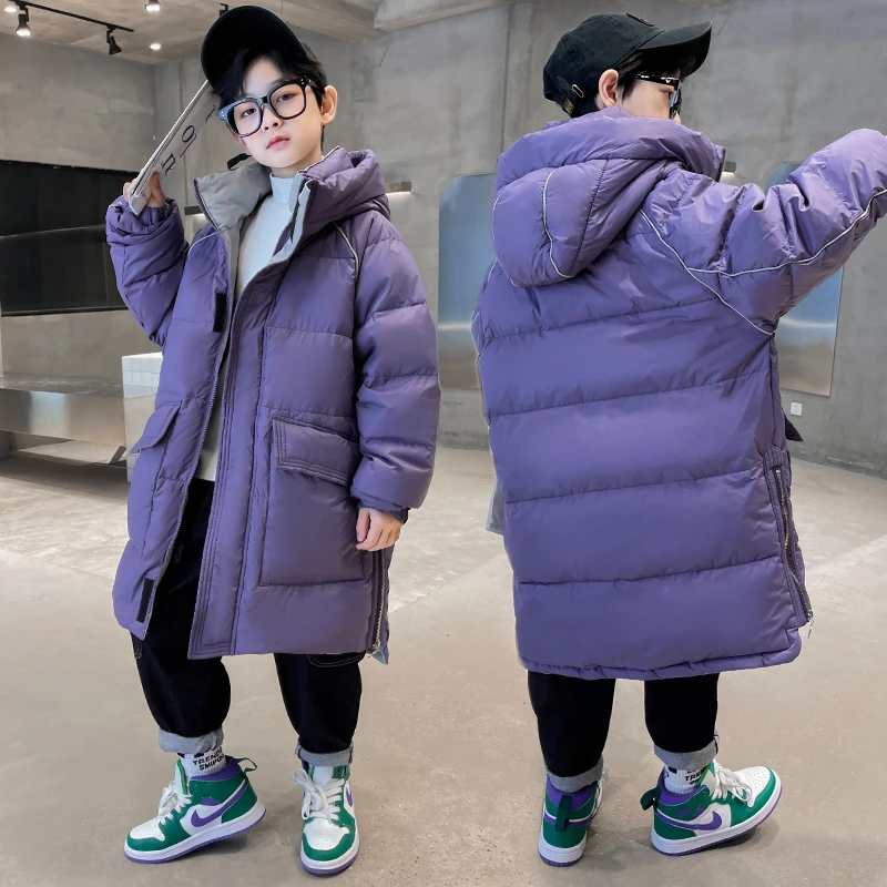 男童长版过膝棉服2023新款冬季儿童冬装加厚外套洋派时尚棉衣潮款