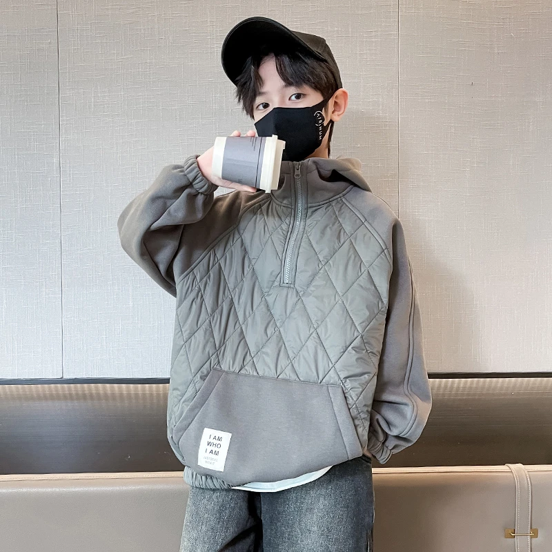 儿童装男童冬装卫衣2023新款秋冬款中大童夹棉加厚上衣冬季男孩潮