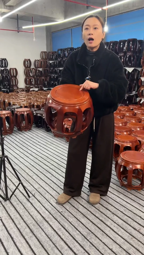 【闪购商品】花梨木类家具 金花梨花梨色小号鼓凳 微瑕