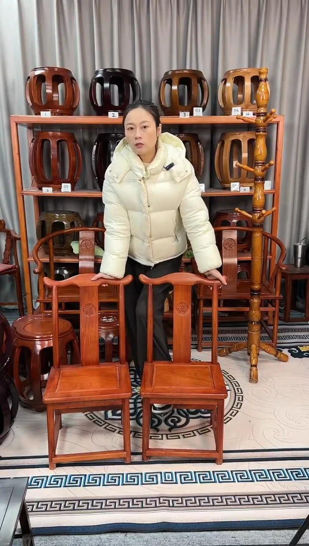 【闪购商品】花梨木类家具一对 小巴花 小官帽椅