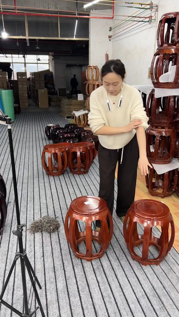 【闪购商品】花梨木类家具012 一对 金花梨花梨色大号鼓凳 微瑕