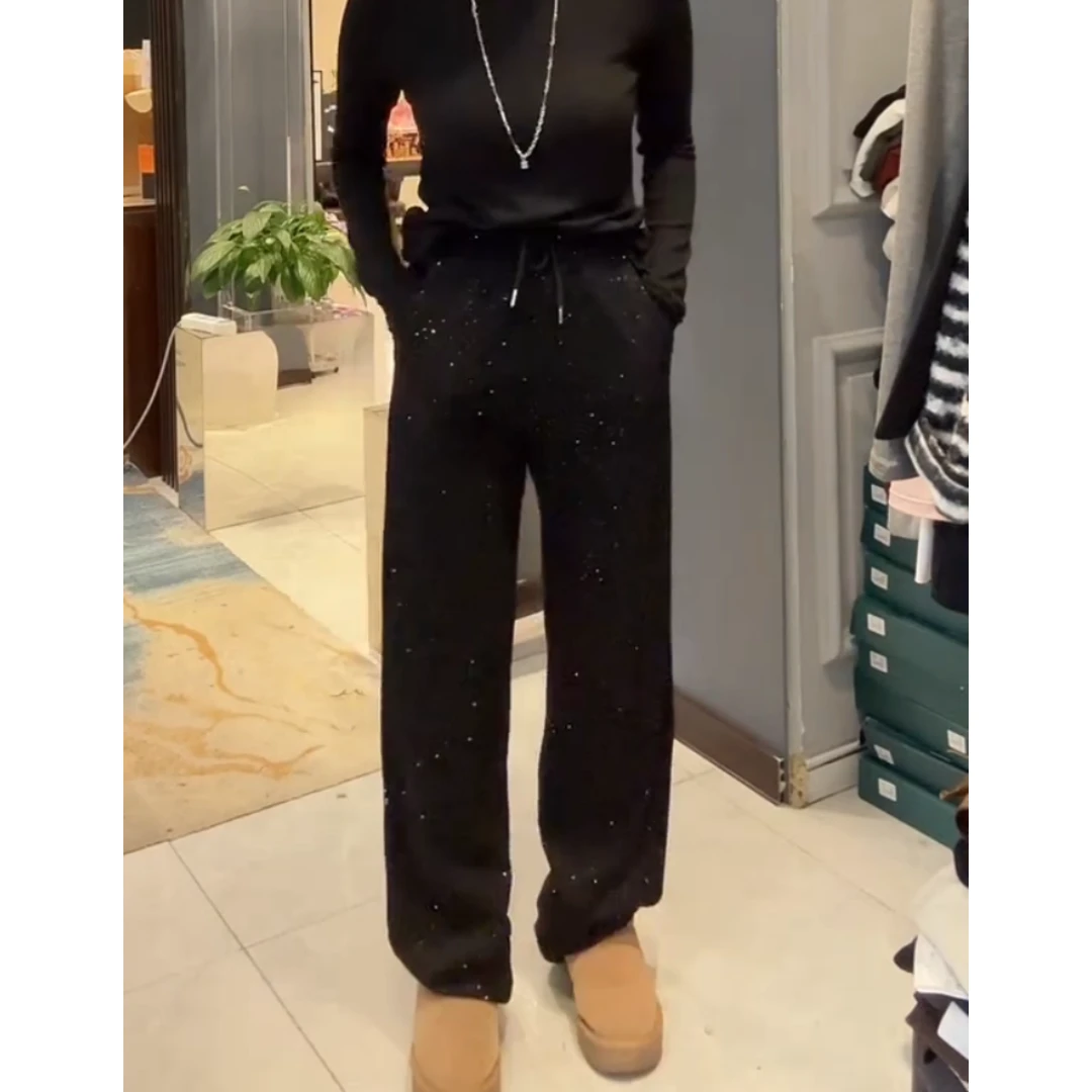 景倩妮今年流行高级感休闲裤2025春季新款加绒高腰显瘦宽松阔腿裤