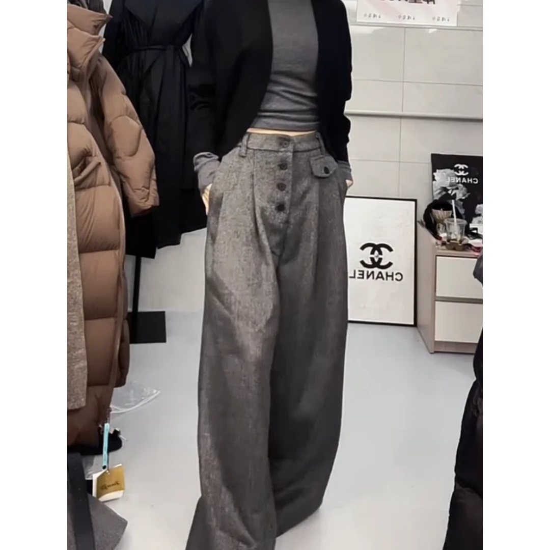 景倩妮今年流行阔腿休闲裤2025年秋厚款梨形高腰显瘦百搭阔腿裤