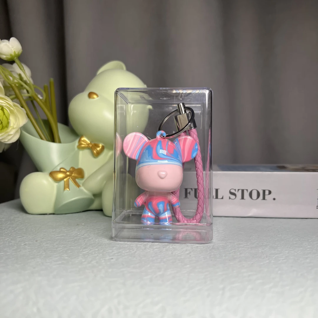 【手工大头熊钥匙扣】 8.5cm  [送亚克力盒子]颜色随机可备注便携