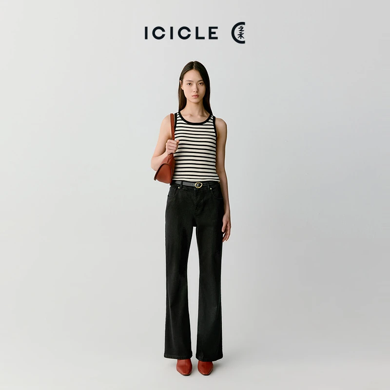 【土壤牛仔】ICICLE之禾女装超弹斜纹牛仔喇叭裤1144