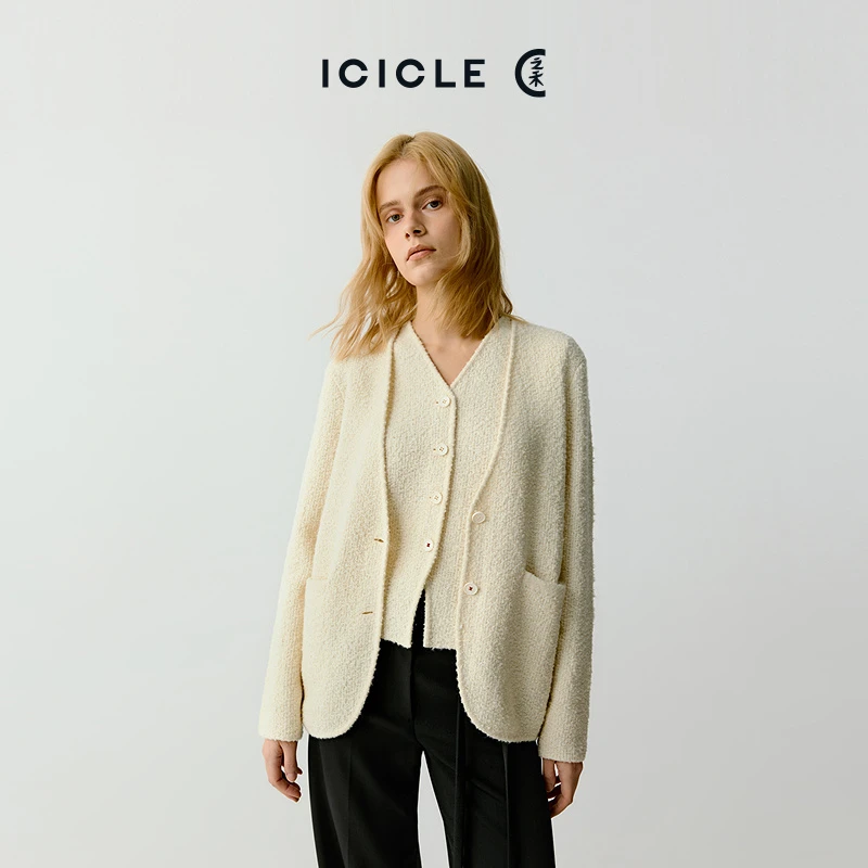 ICICLE之禾女装秋冬新款环保养殖羊毛马夹背心针织衫