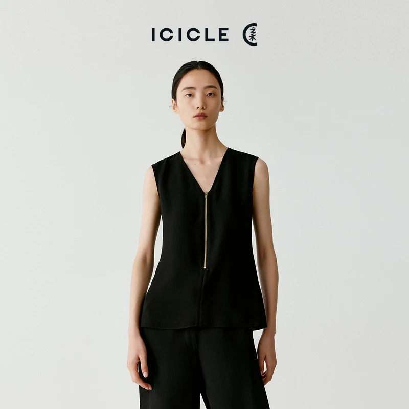 ICICLE之禾女装夏季新款真丝重乔无袖花式上衣